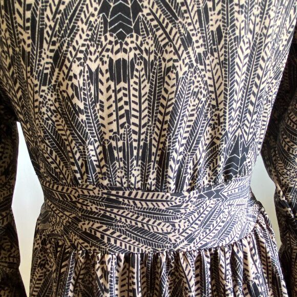 Lapogee Bell Sleeve Boho Elastic Waist Earthy Maxi Dress, size L - Picture 13 of 14